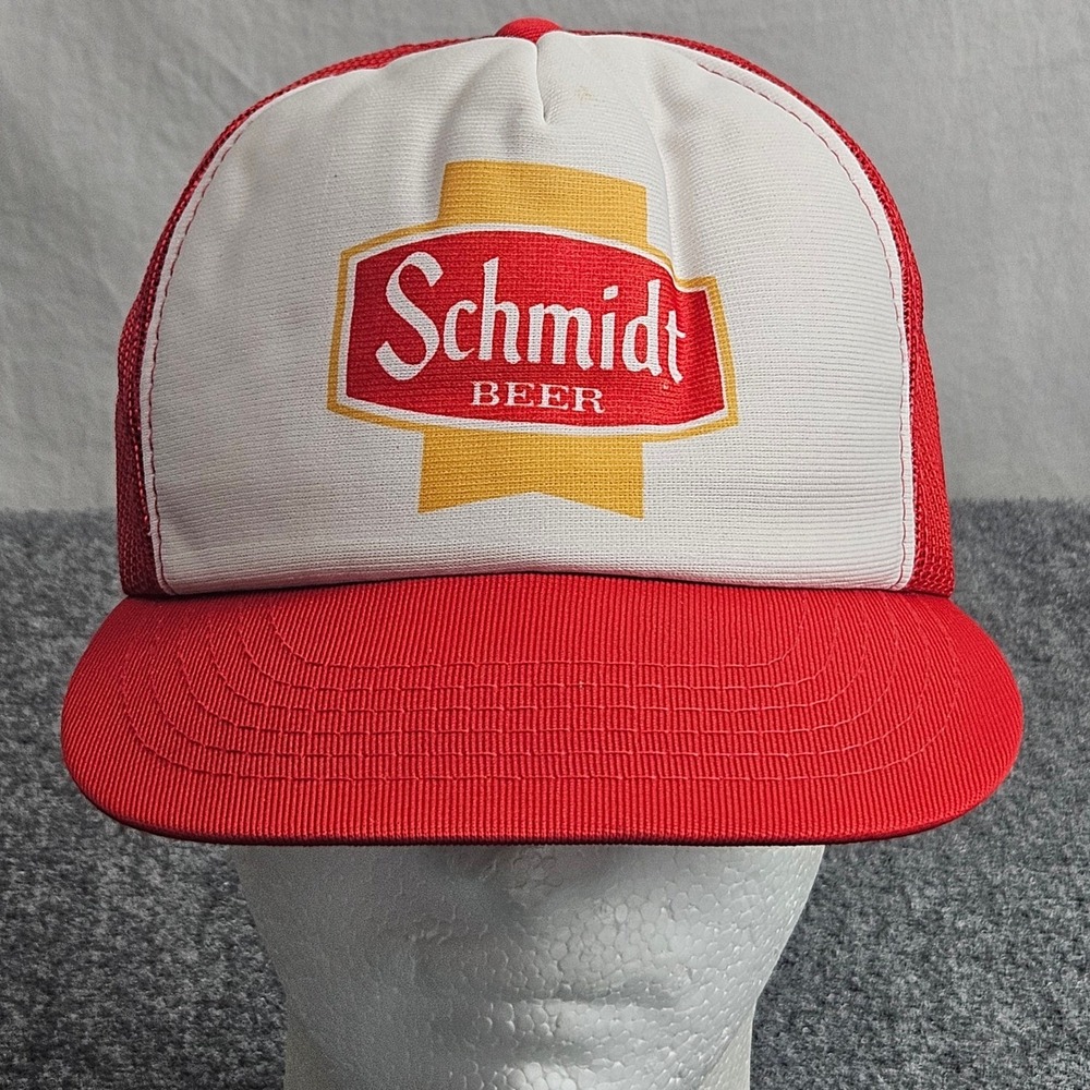 Vintage Schmidt Beer Trucker Hat Red White Snapback Brewery 80s 90s Heritage